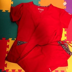 Large Grey Anatomy Red Scrub Sets